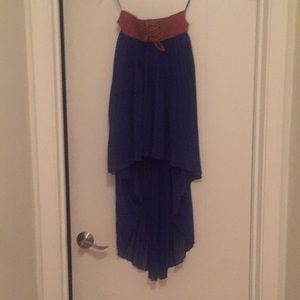 Blue high low skirt
